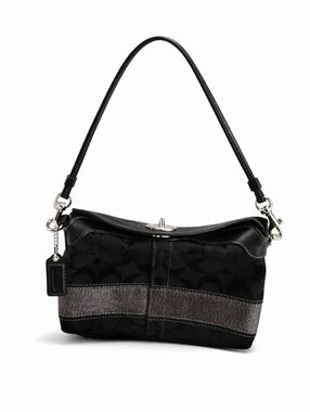 Coach Black Signature Mini Writket Bag with Metallic Accent